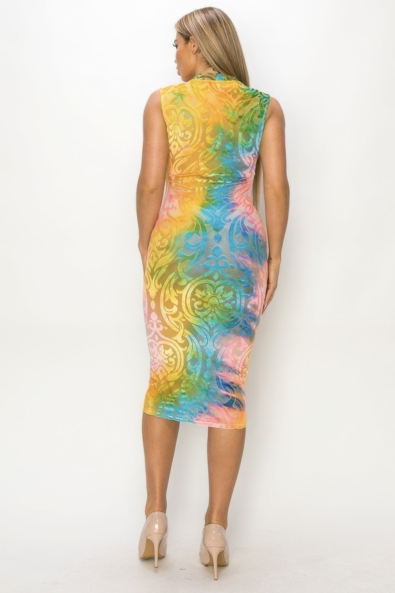 Velvet Burn Out Midi Dress - Sexy Patterned Midi Dress