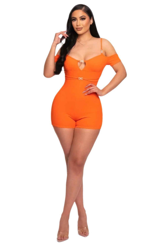 Infinity Off-shoulder Knitted Rompers - Stylish Off-shoulder Knitted Romper