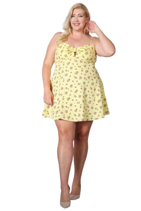 Plus Size Floral Fit And Flare Dress - Nova Store