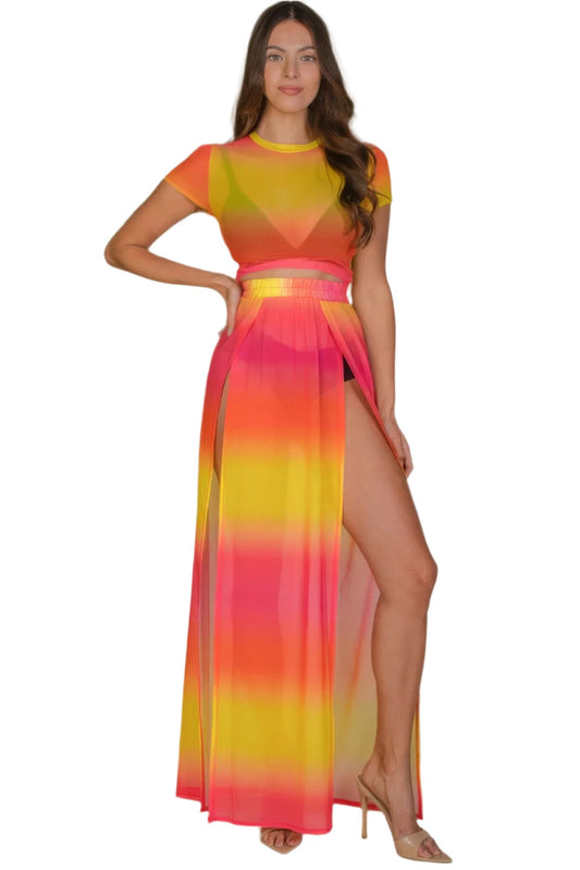 Multicolor Mesh Skirt | Multicolor Maxi Skirt | Nova Store