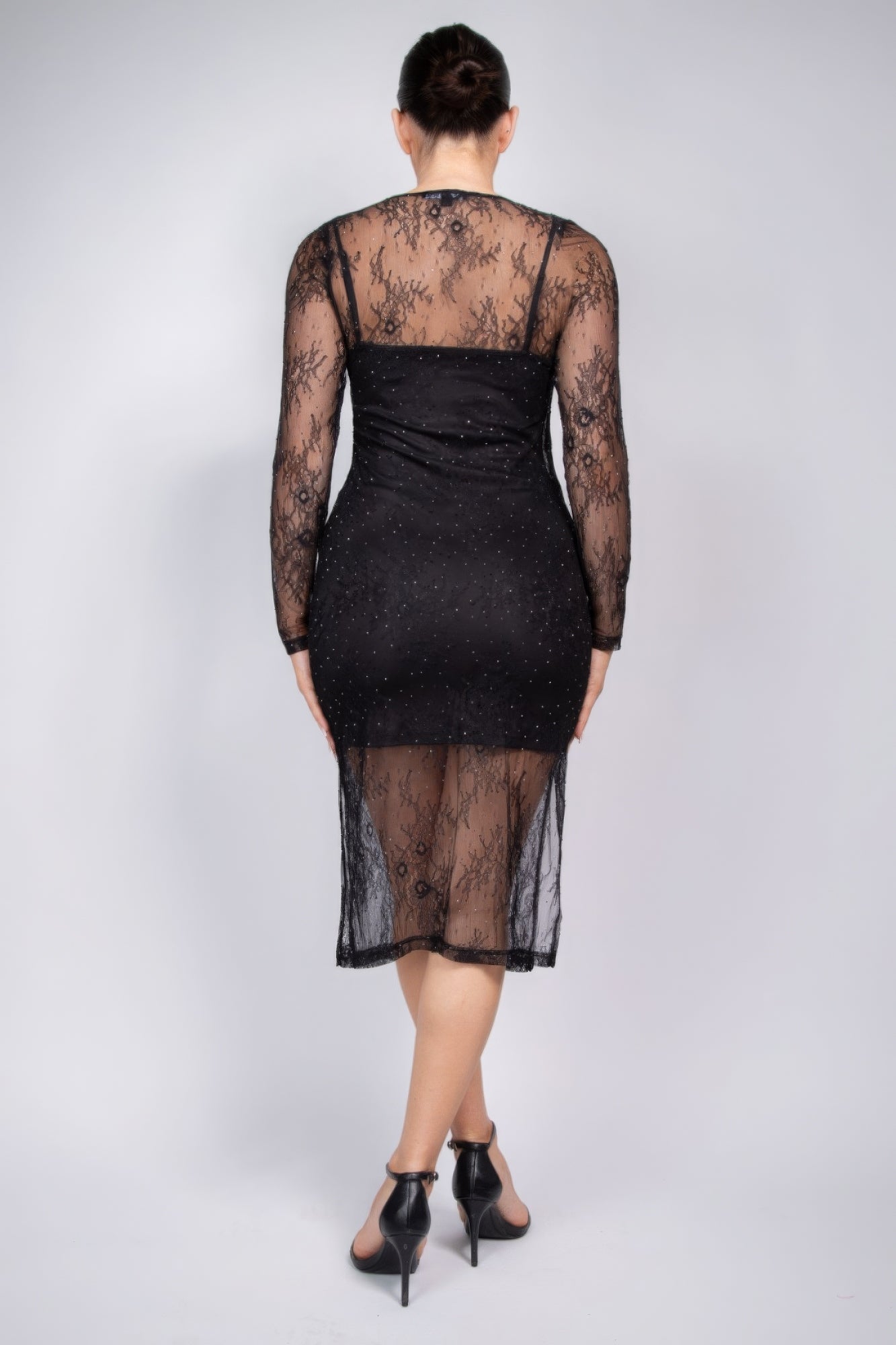 High-Slit Midi Dress | Black High-Slit Dress | Nova Store
