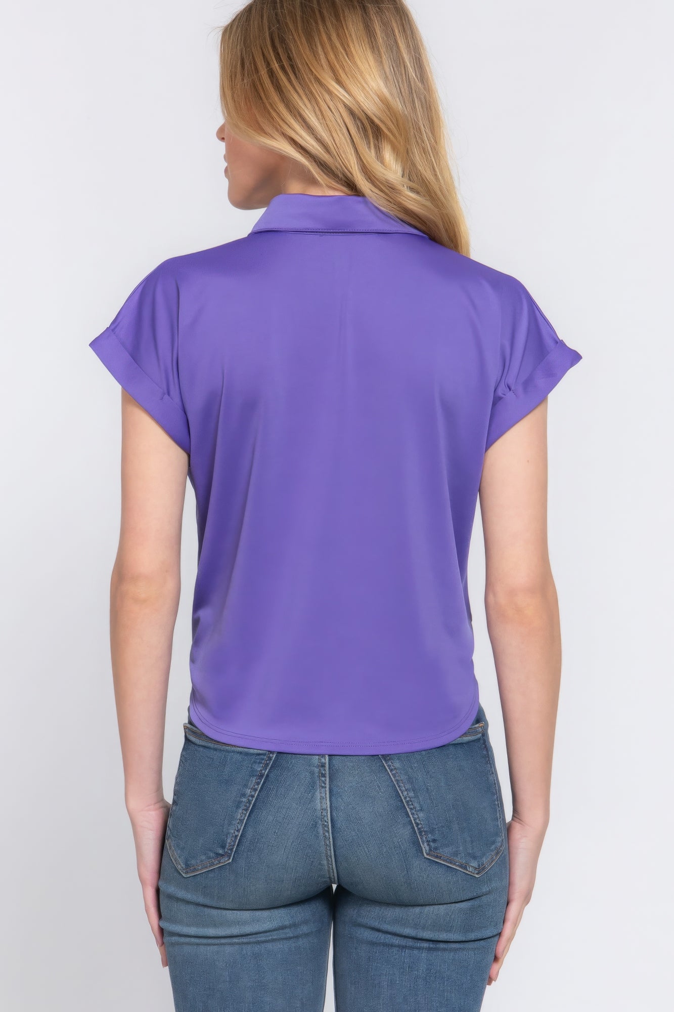 Short Slv Front Tie Stretch Ity Top - Nova Store