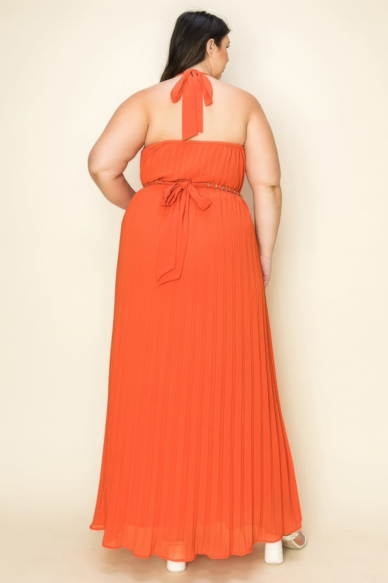 Pleated Gold Maxi Dress | Pleated Gold Dress | Nova Store