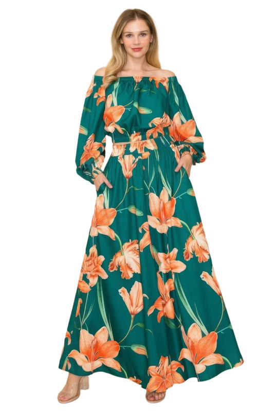 Off Shoulder Top And Wide Pants Set - Nova Store