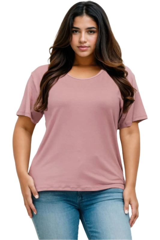 Plus Size Basic Short Sleeve T-shirt - Nova Store