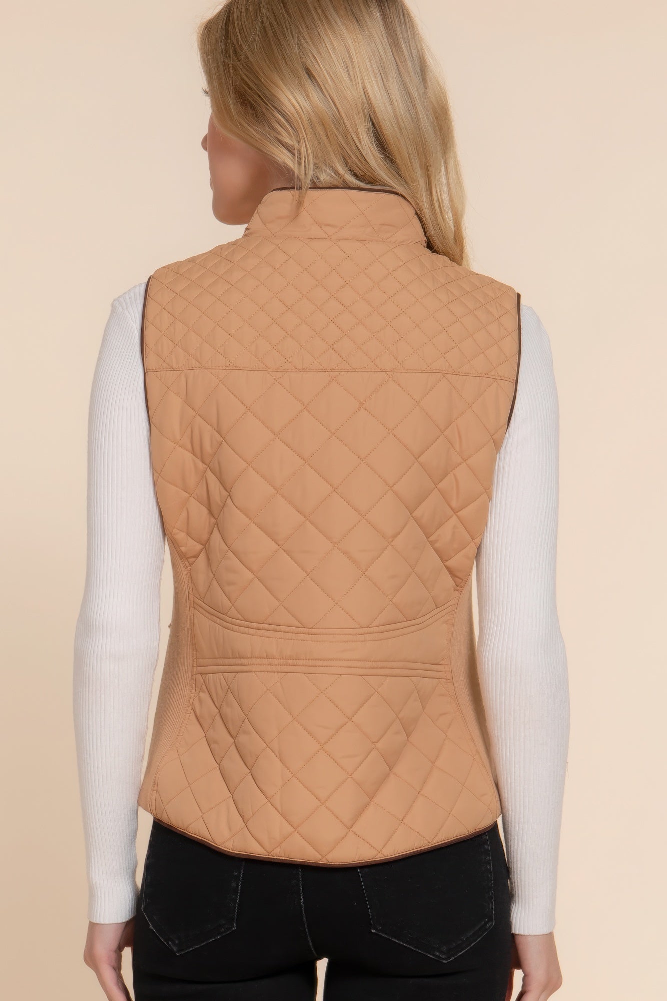 Suede Piping Quilted Padding Vest - Nova Store