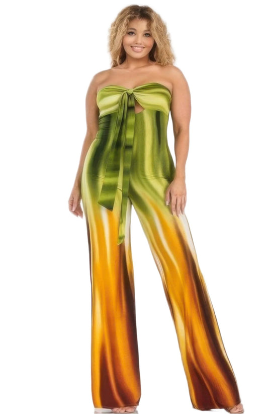 Plus print off shoulder jumpsuit - Nova Store