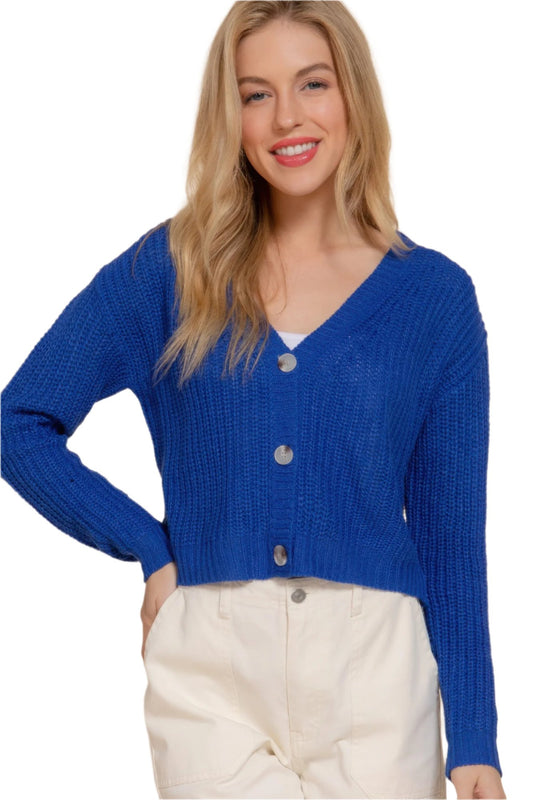 Long slv v-neck sweater cardigan - Nova Store