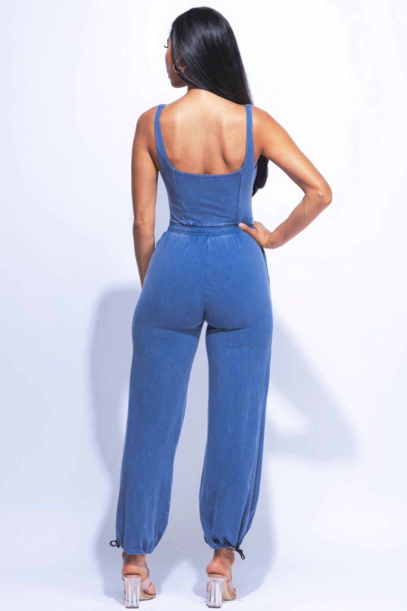 Washed Jumpsuit With Adjustable Ankle - Nova Store