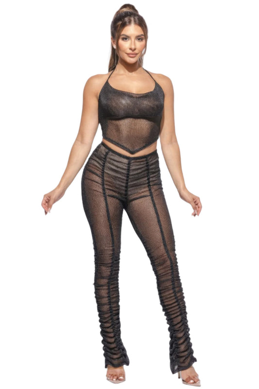 Halter Top Ruched Pants Set - Nova Store