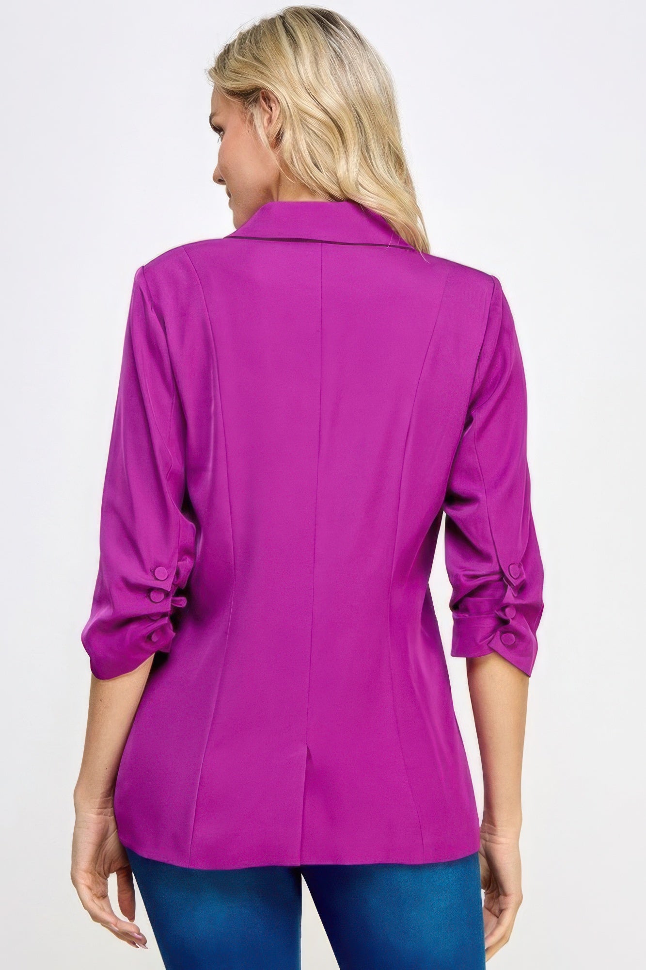 Buttoned Detail 3/4 Sleeve Blazer - Nova Store