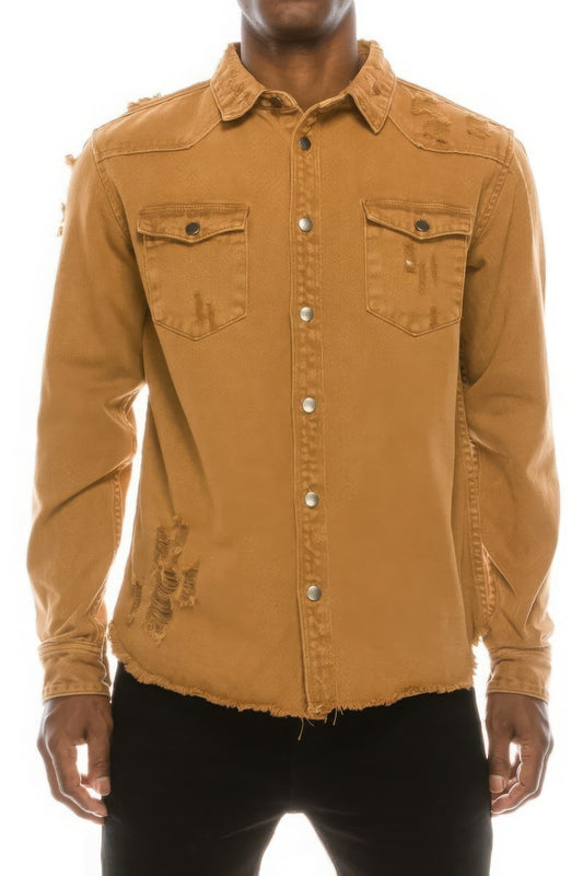 Men's Denim Overshirt | Ripped Denim Overshirt | Nova Store