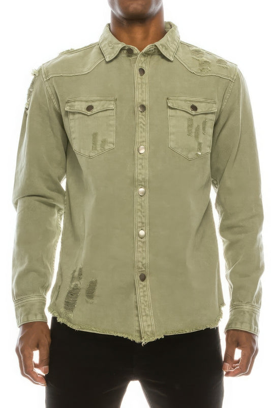 Men's Ripped Overshirt | Casual Ripped Overshirt | Nova Store