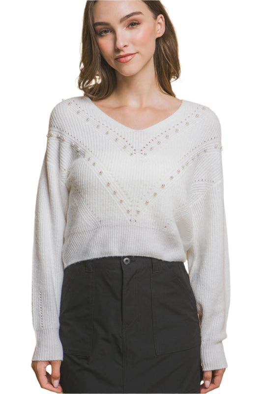 Pearl details sweater - Nova Store