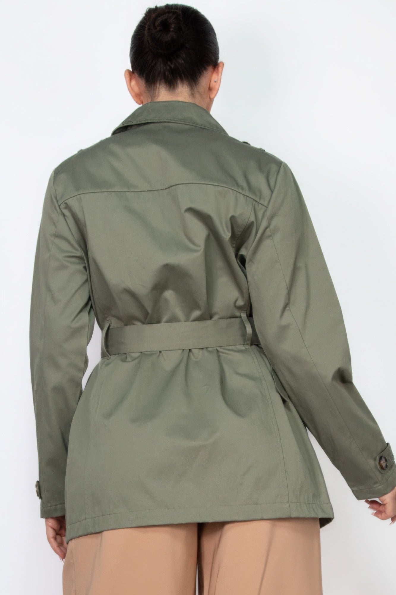 Double-breasted Notch Belted Coat - Nova Store