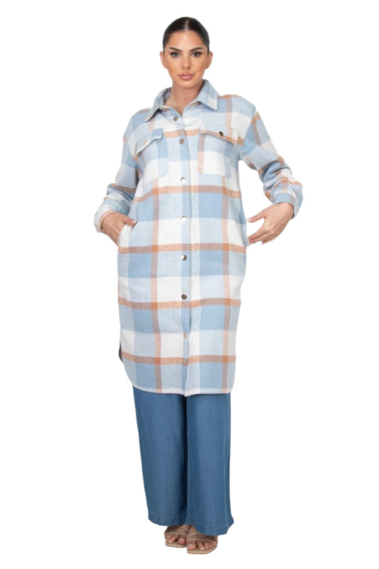 Plaid Buttoned Shacket Coat - Nova Store