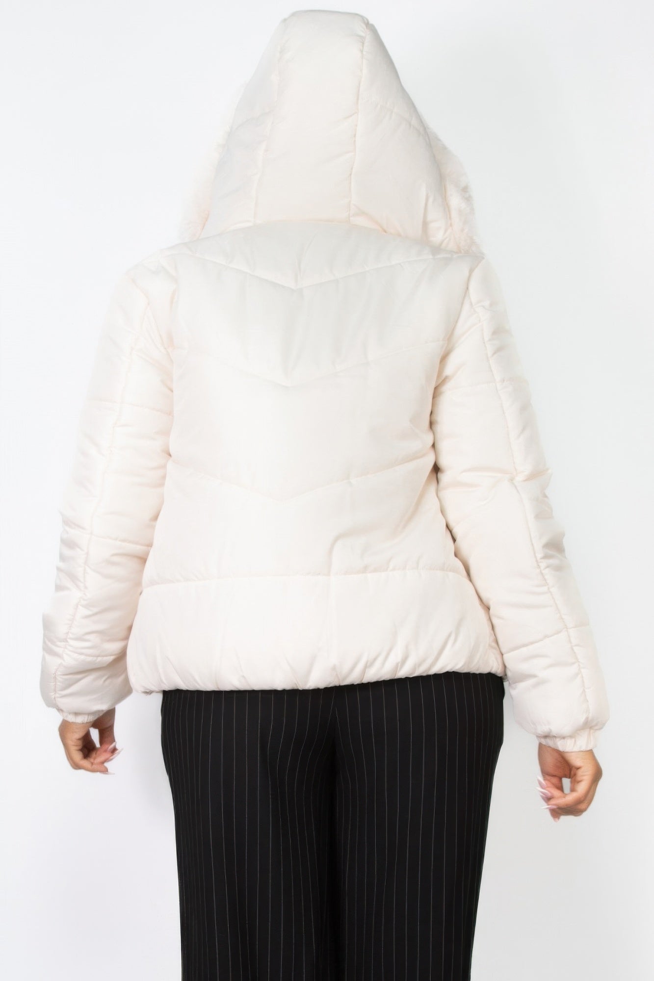 Insulated Zip-up Faux Fur Hooded Jacket - Nova Store