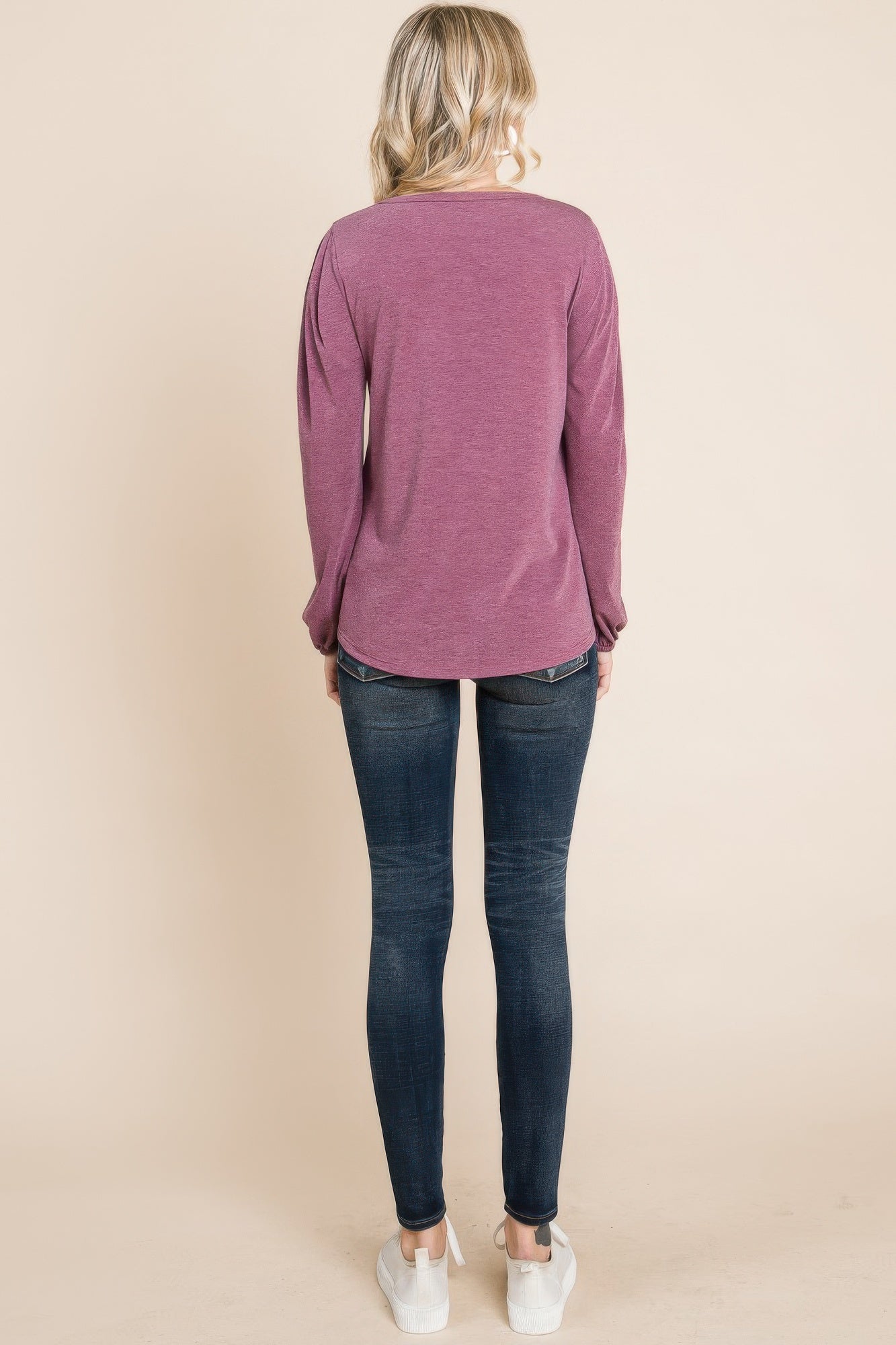 Solid Tr Spandex Long Sleeve Top - Nova Store