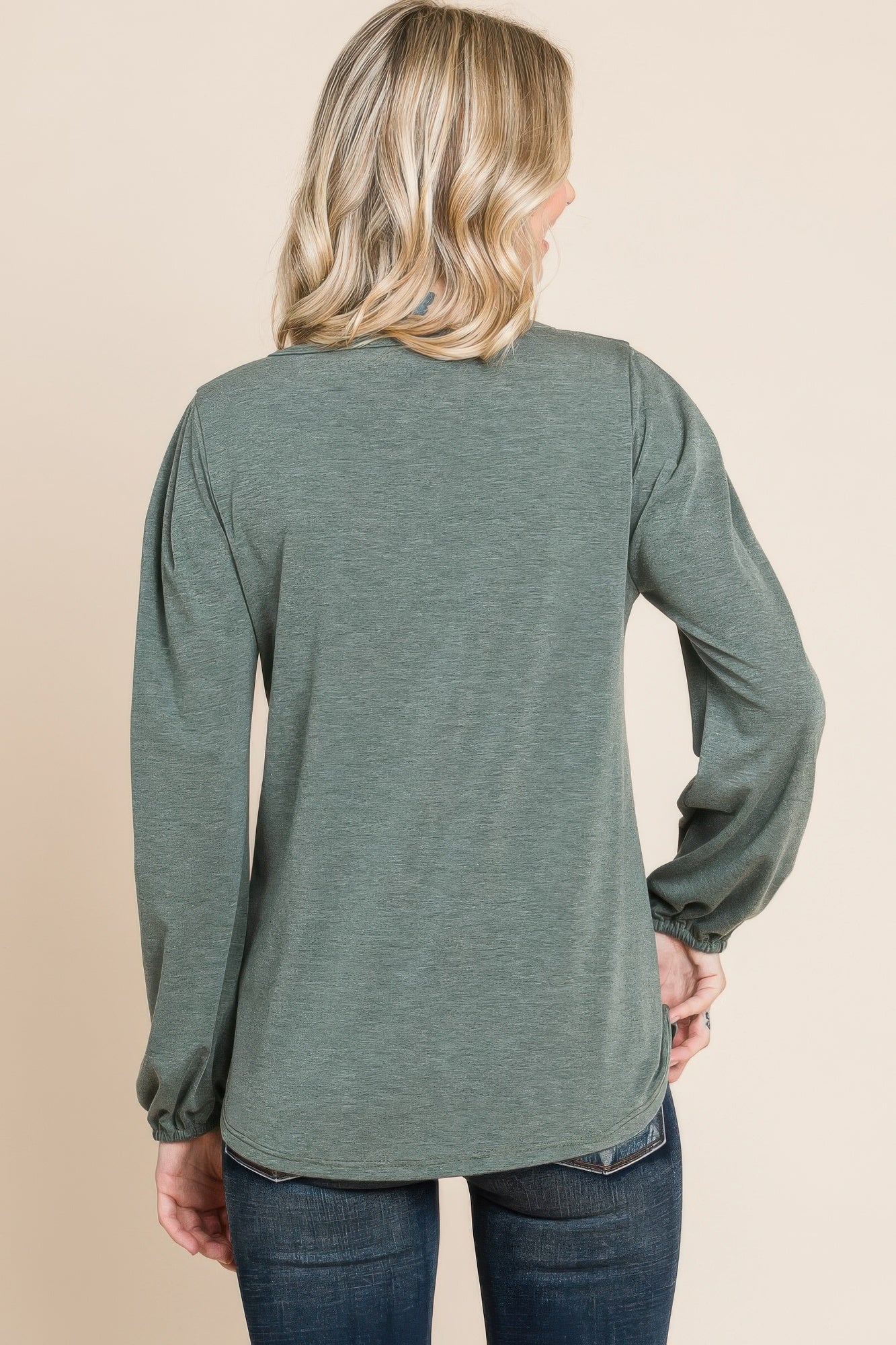 Solid Tr Spandex Long Sleeve Top - Nova Store
