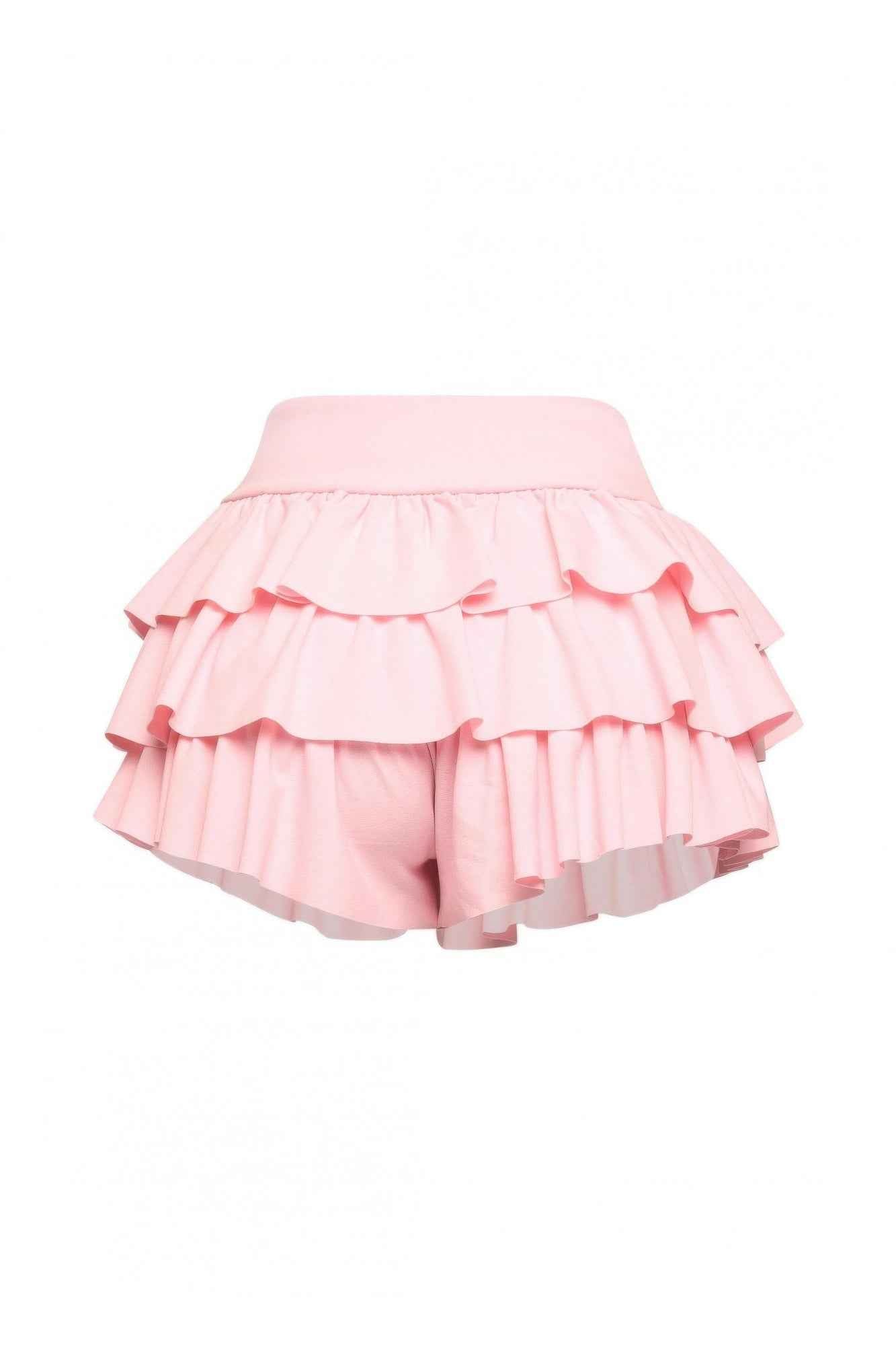 Plus Size Solid Ruffled Shorts
