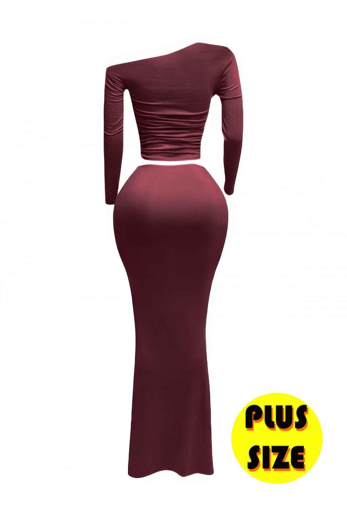 Plus Size One Side Off Shoulder Top & Skirt Set