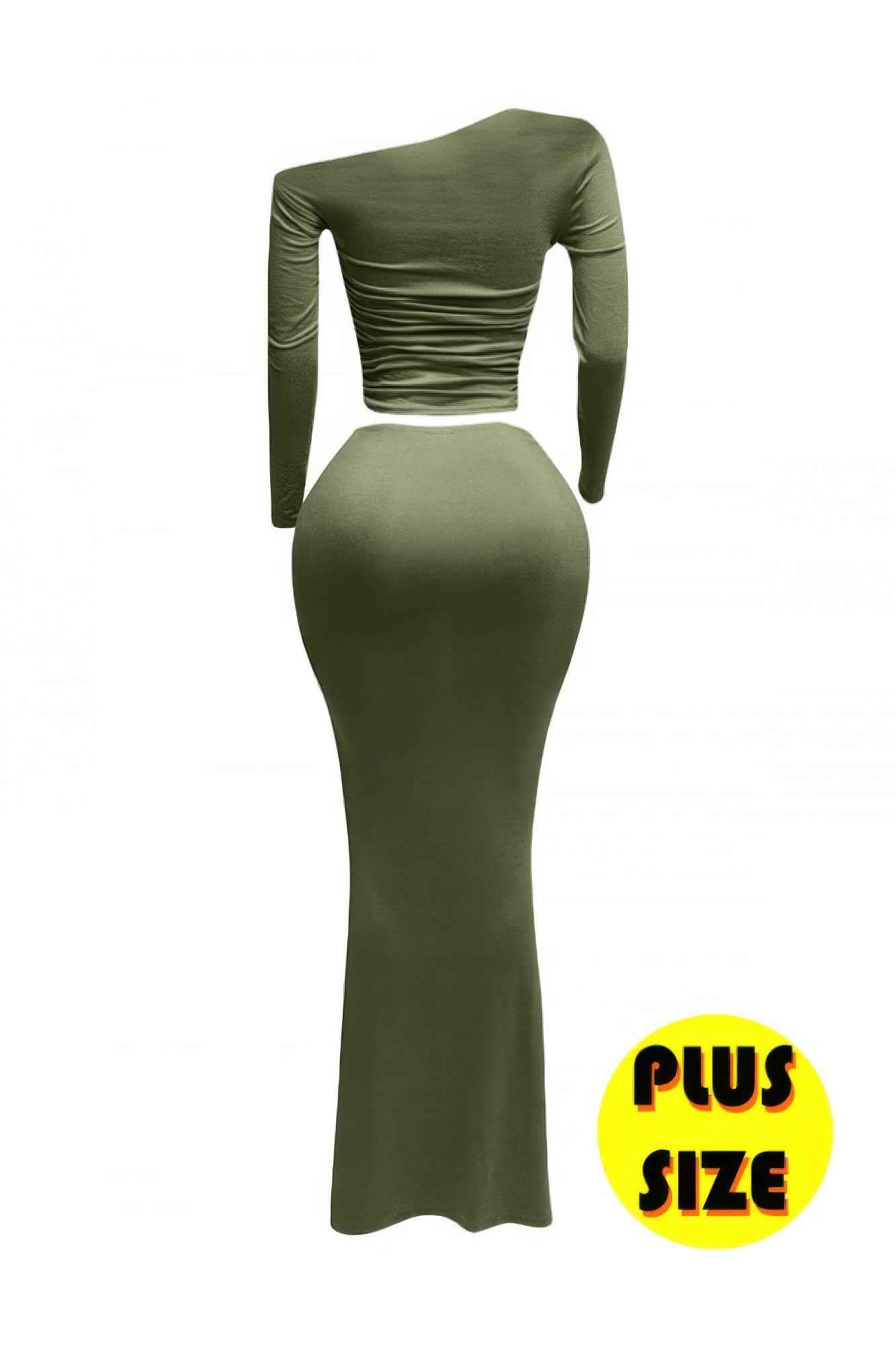 Plus Size One Side Off Shoulder Top & Skirt Set