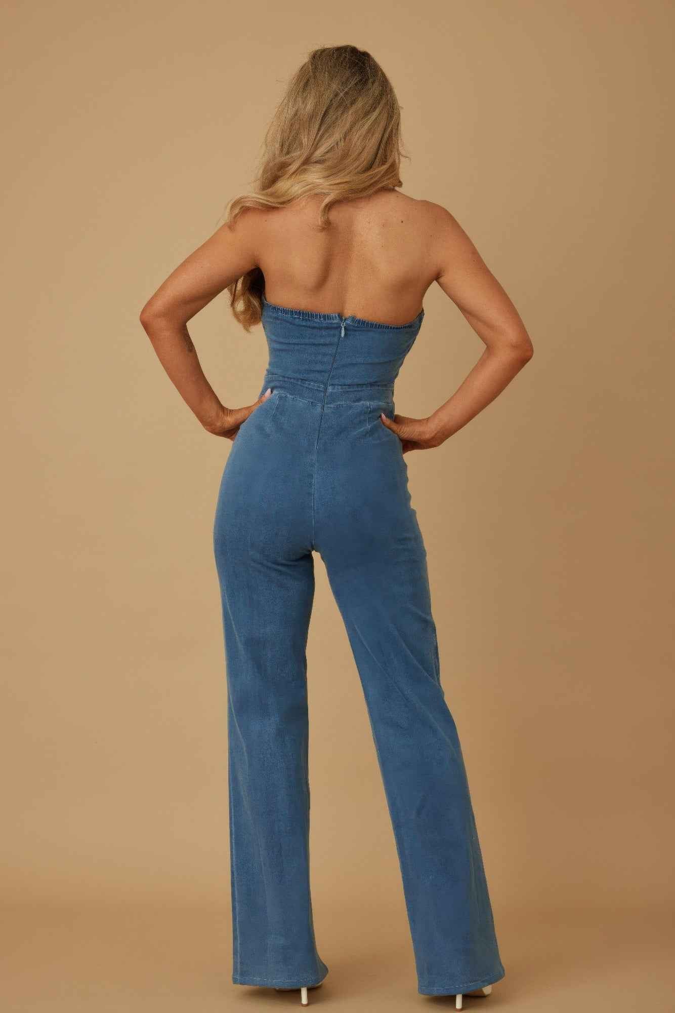 Open Flap Layer Strapless Jumpsuit