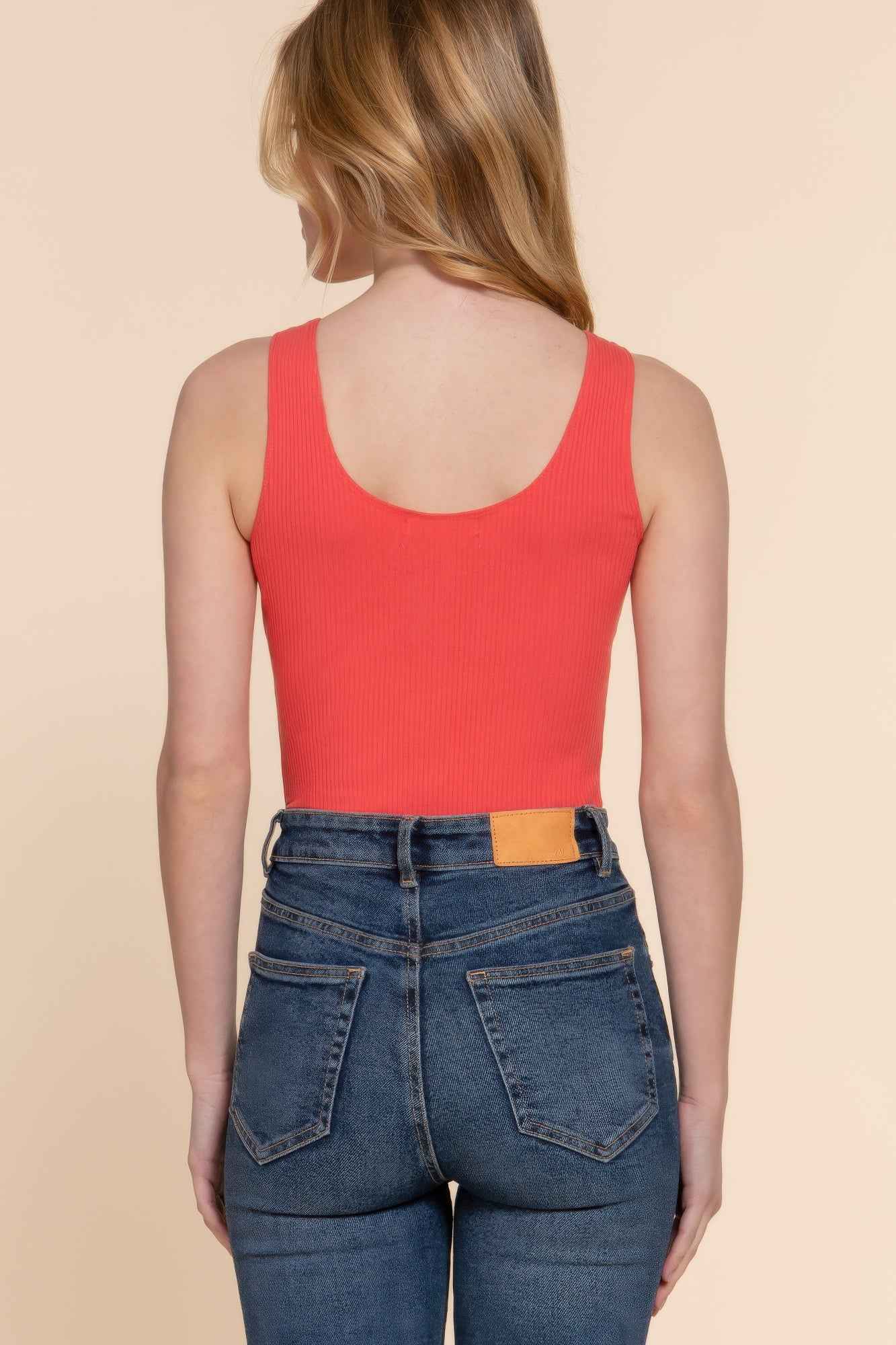 Sleeveless Henley Rib Knit Bodysuit