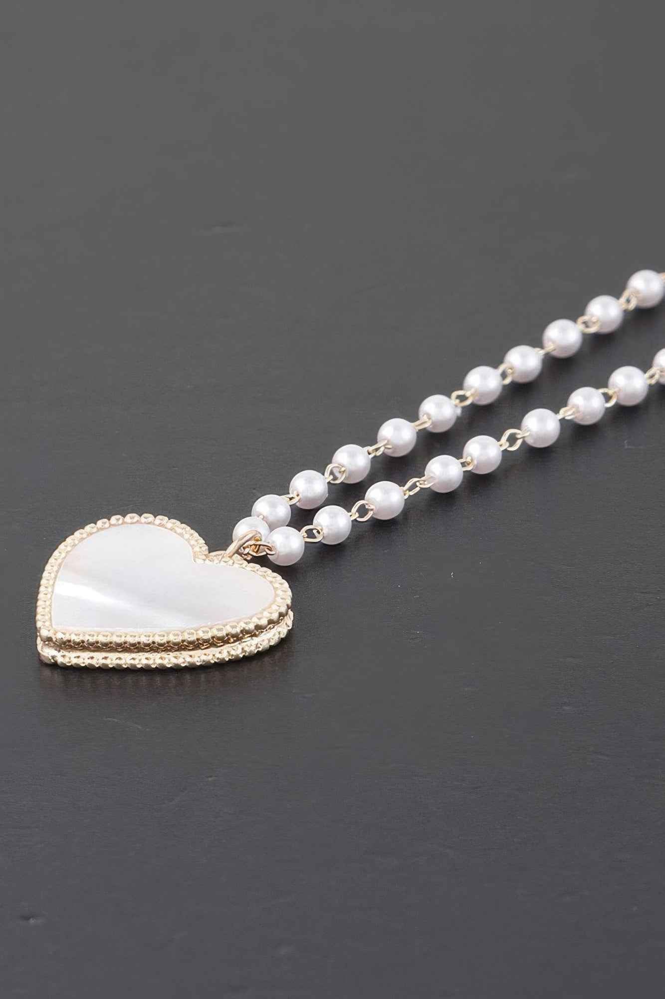 Pearled Marble Heart Necklace