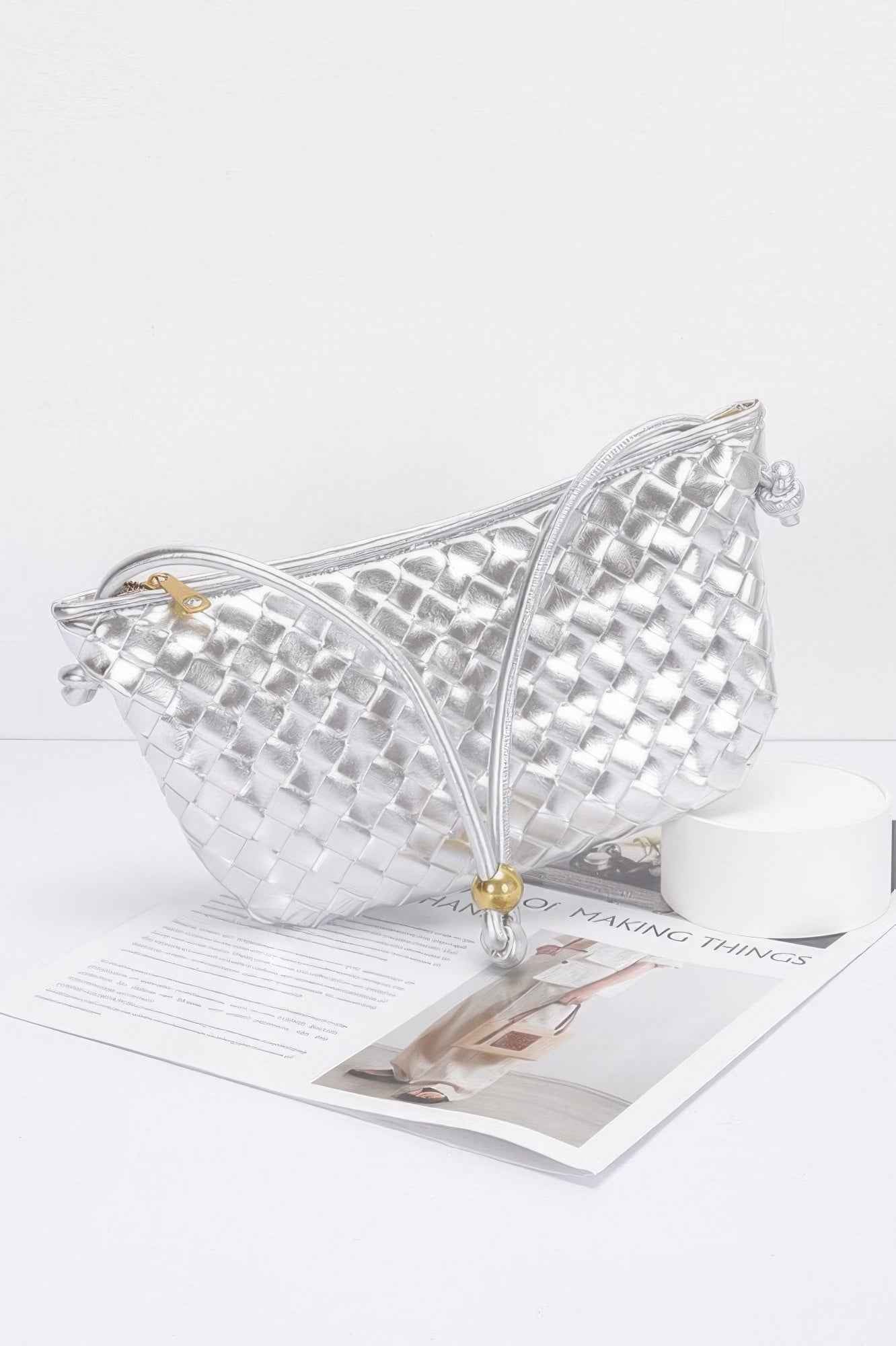 Faux Leather Braided Wrist And Shoulder Bag