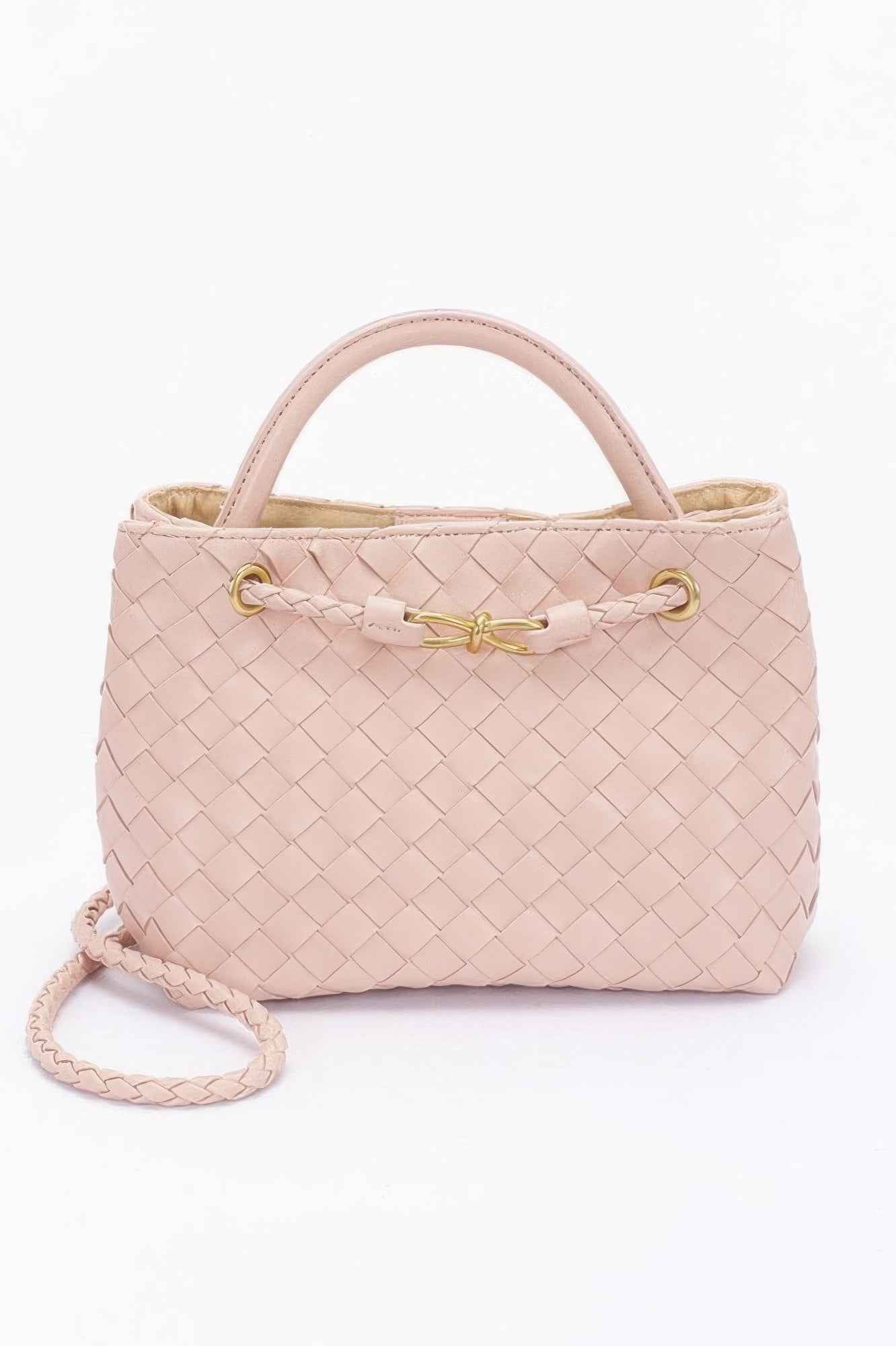 Faux Leather Braided Top Handle Bag