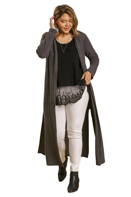 Open Front Long Body Cardigan