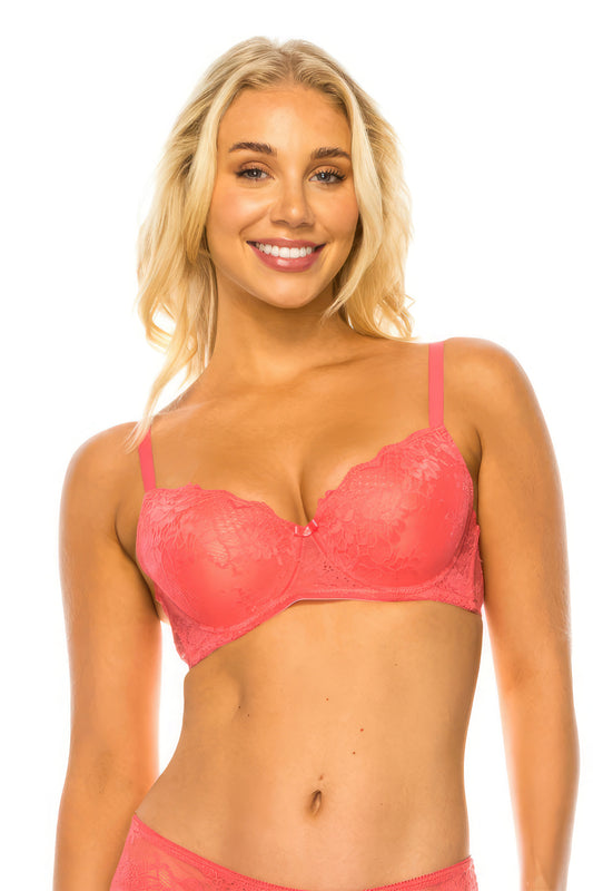 Pink Floral Lace Bra | Pink Lace Bra | Nova Store