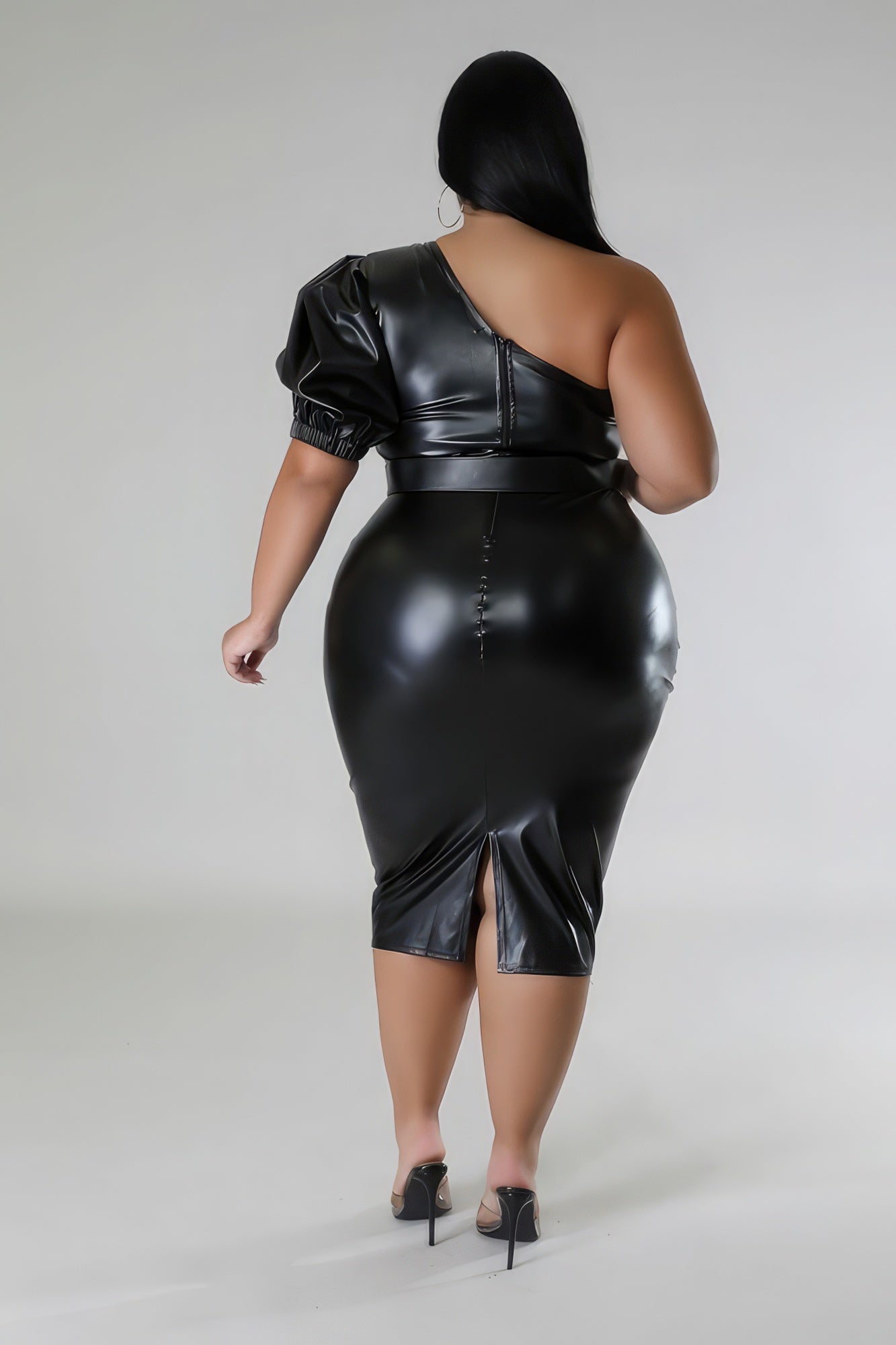 Faux Leather Black Dress | Faux Leather Dress | Nova Store