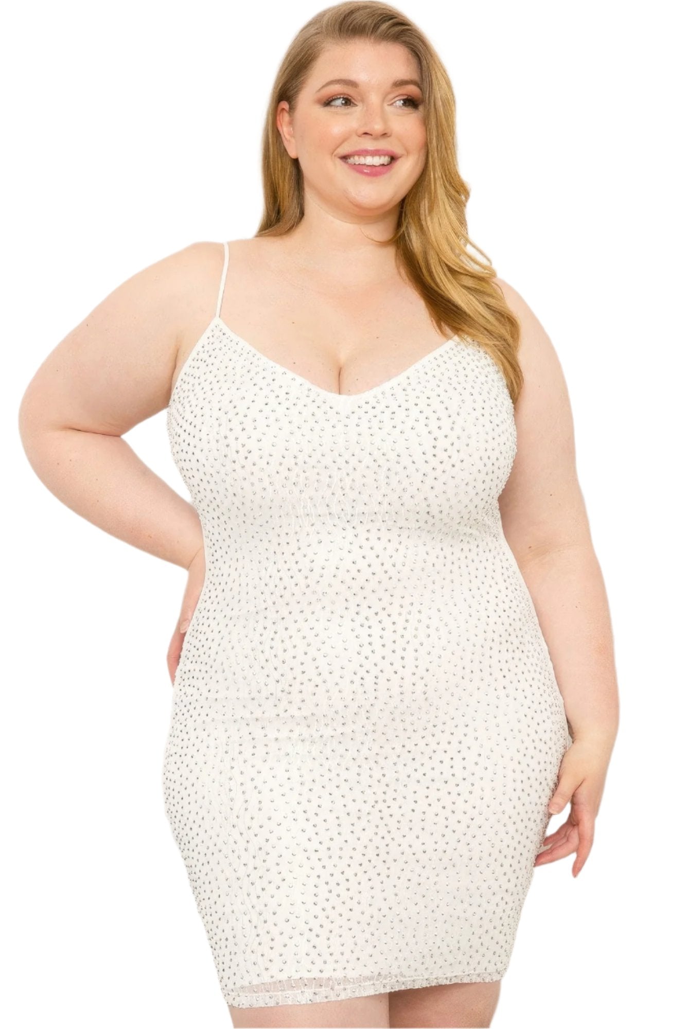 Rhinestone Body Plus Size Mini Dress