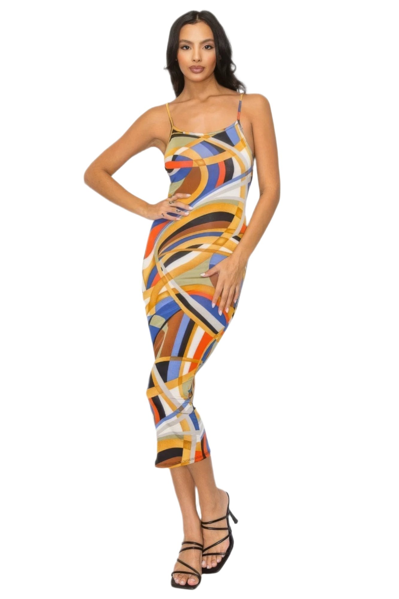 Multicolor Midi Dress | Women's Multicolor Dress | Nova Store