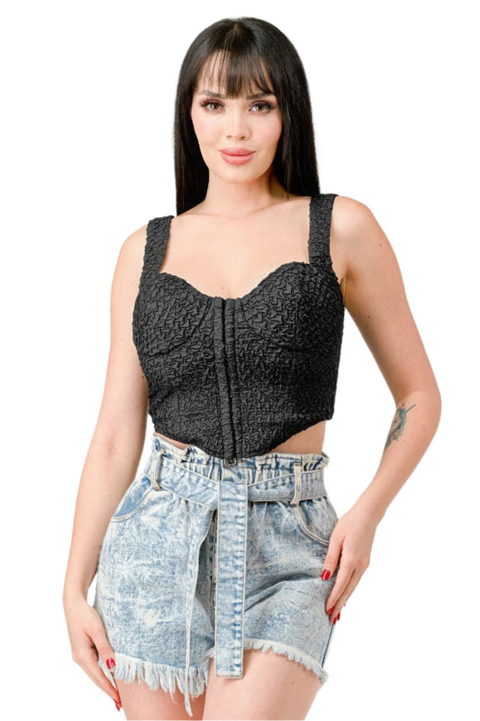 Black Bustier Crop Top | Black Crop Top | Nova Store