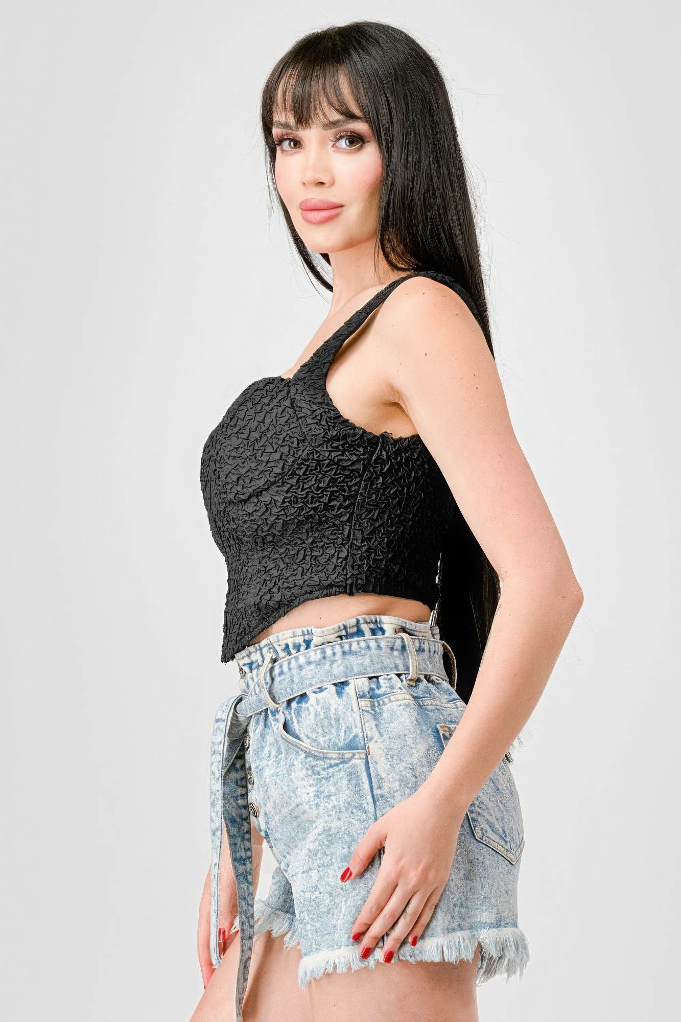 Black Bustier Crop Top | Black Crop Top | Nova Store