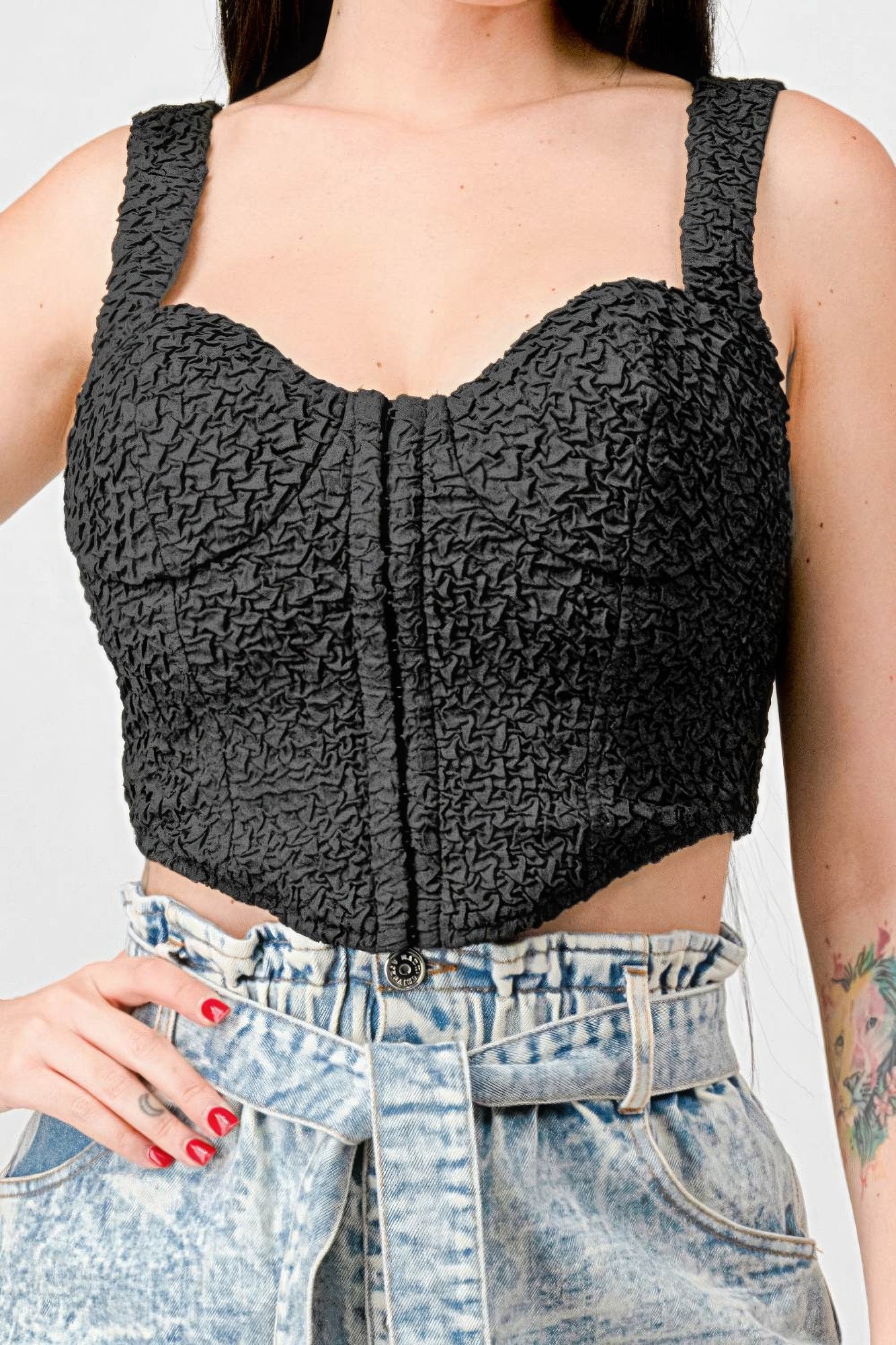 Black Bustier Crop Top | Black Crop Top | Nova Store