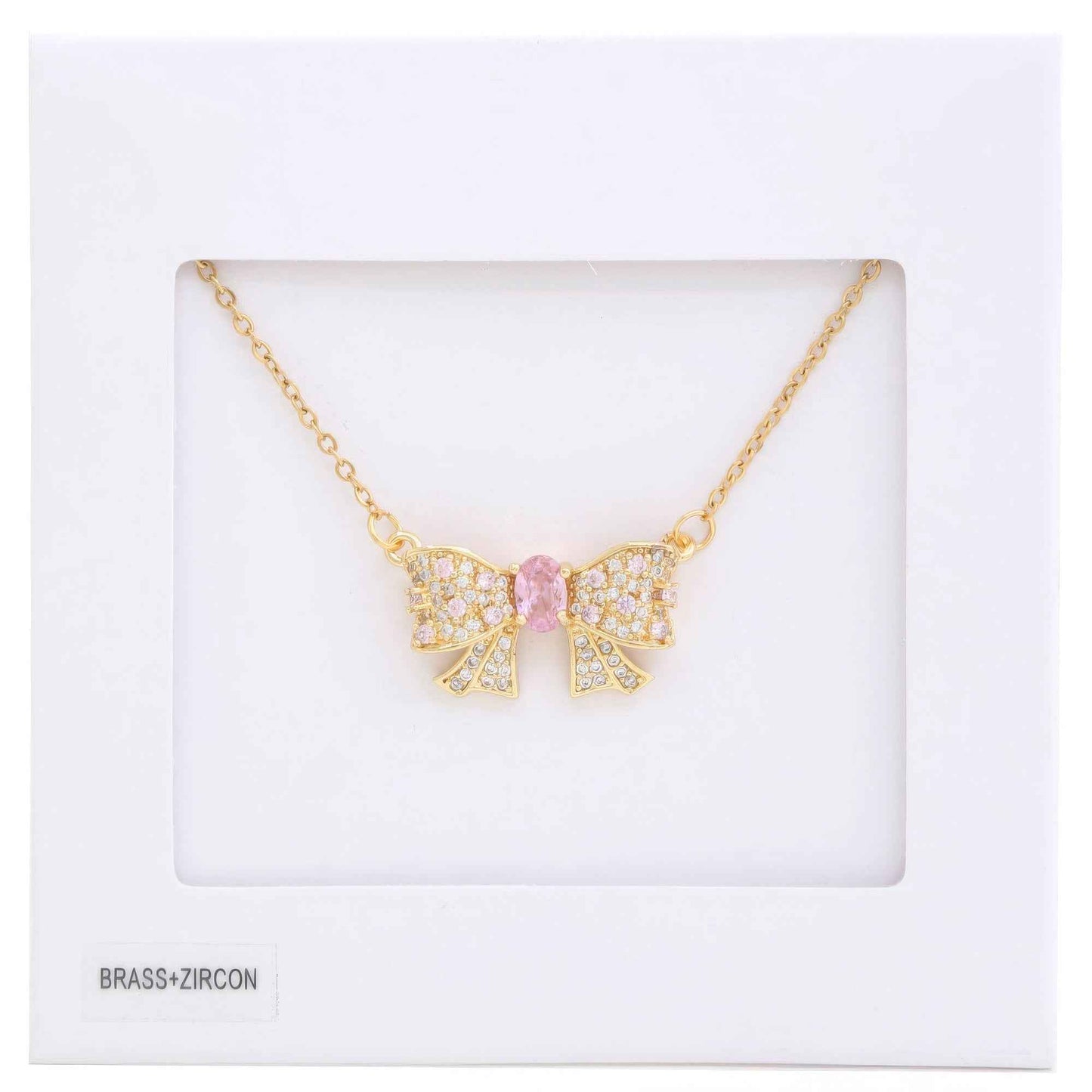 Rhinestone Bow Necklace Metal Design