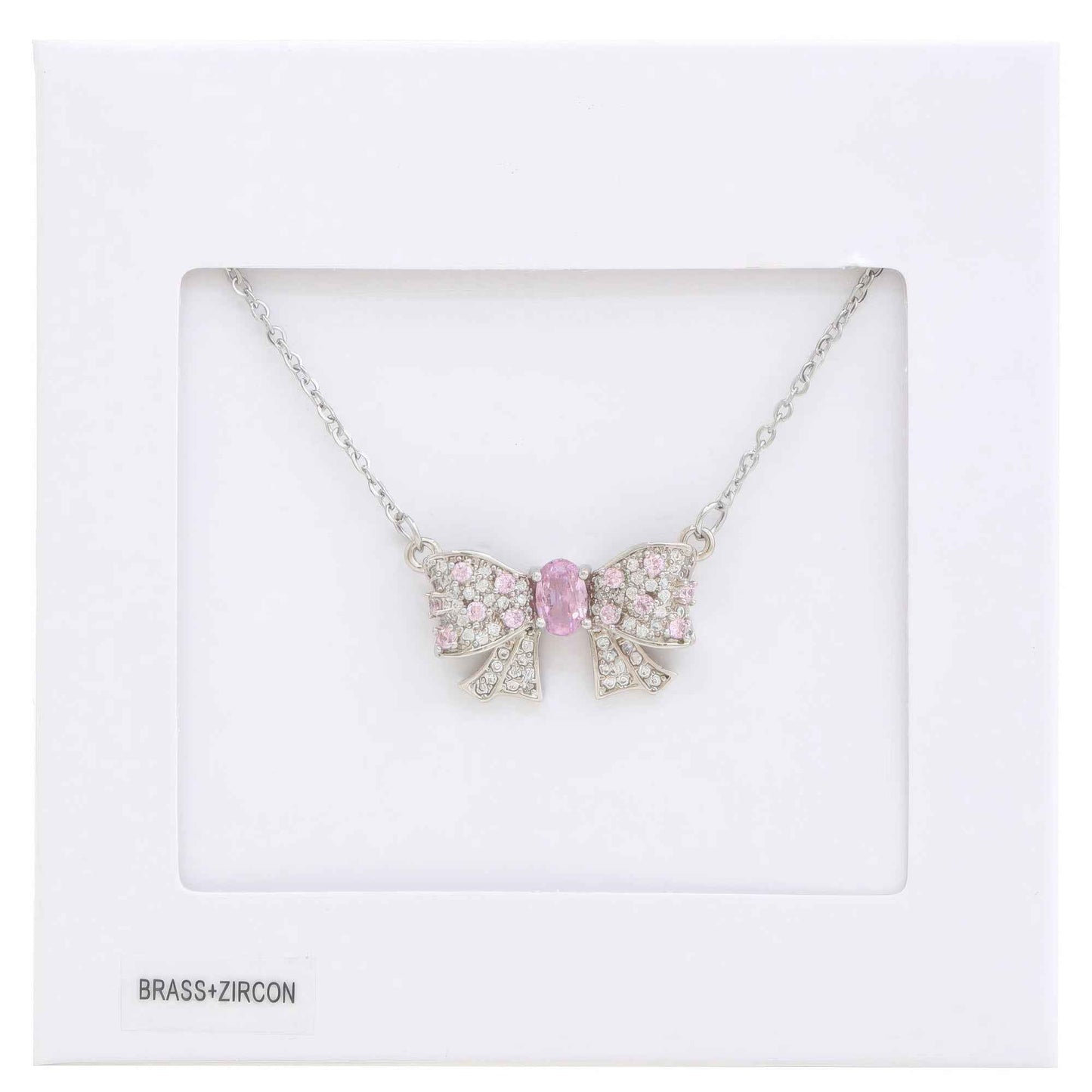Rhinestone Bow Necklace Metal Design