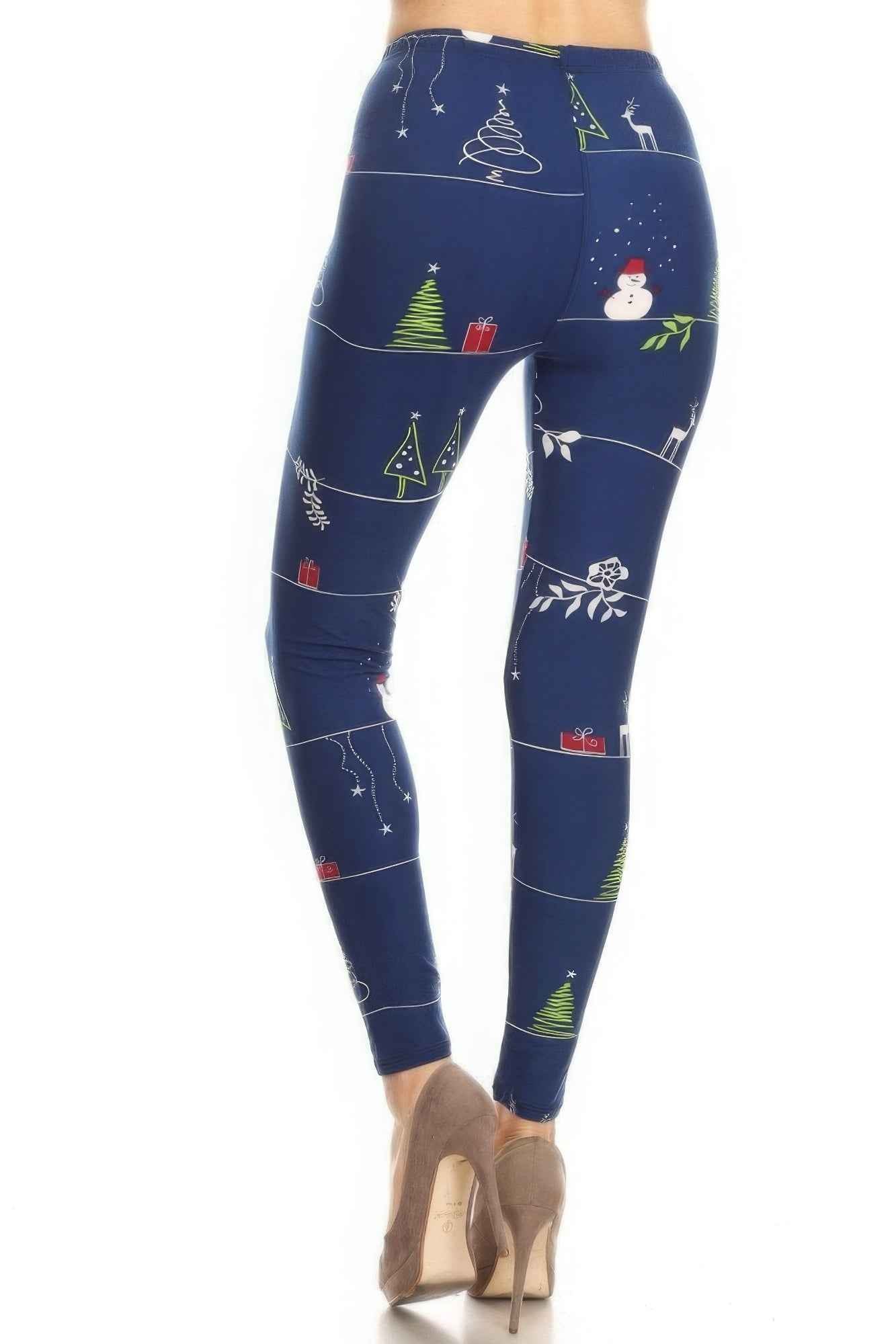 Christmas Leggings - Cartoon Printed High Waisted Leggings