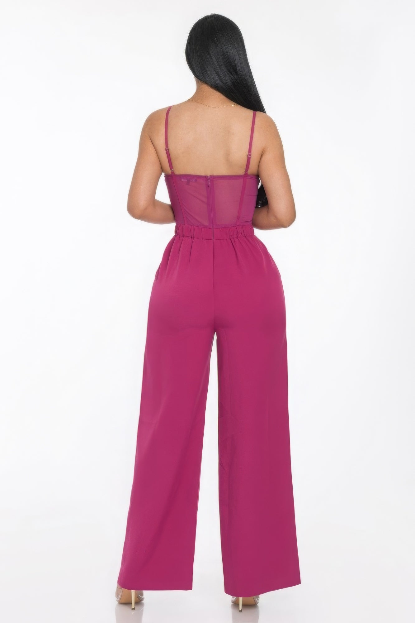 Purple Wide Leg Jumpsuit | Purple Mesh Jumpsuit | Nova Store