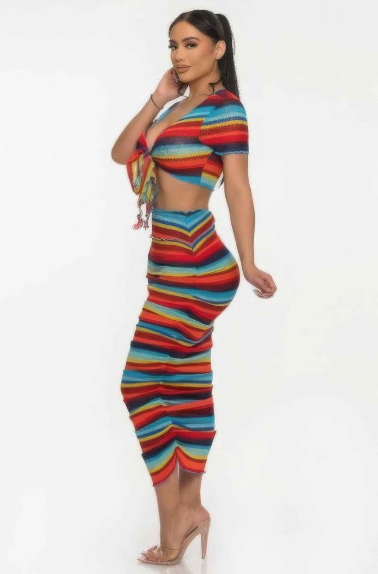 Color Me Mine Sarong Skirt Set - Beach Style Fashion