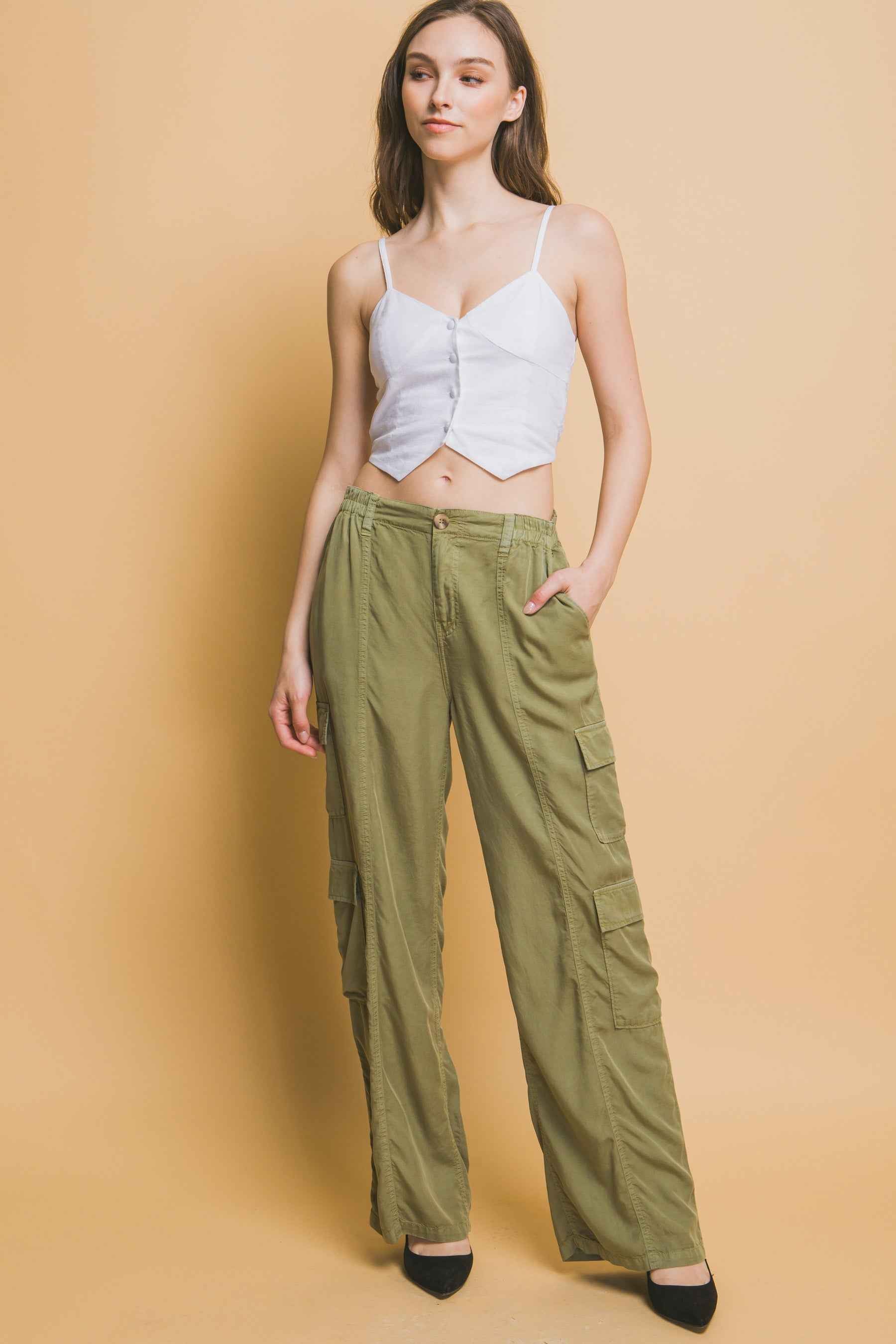Full-Length Tencel Cargo Pants With Pockets