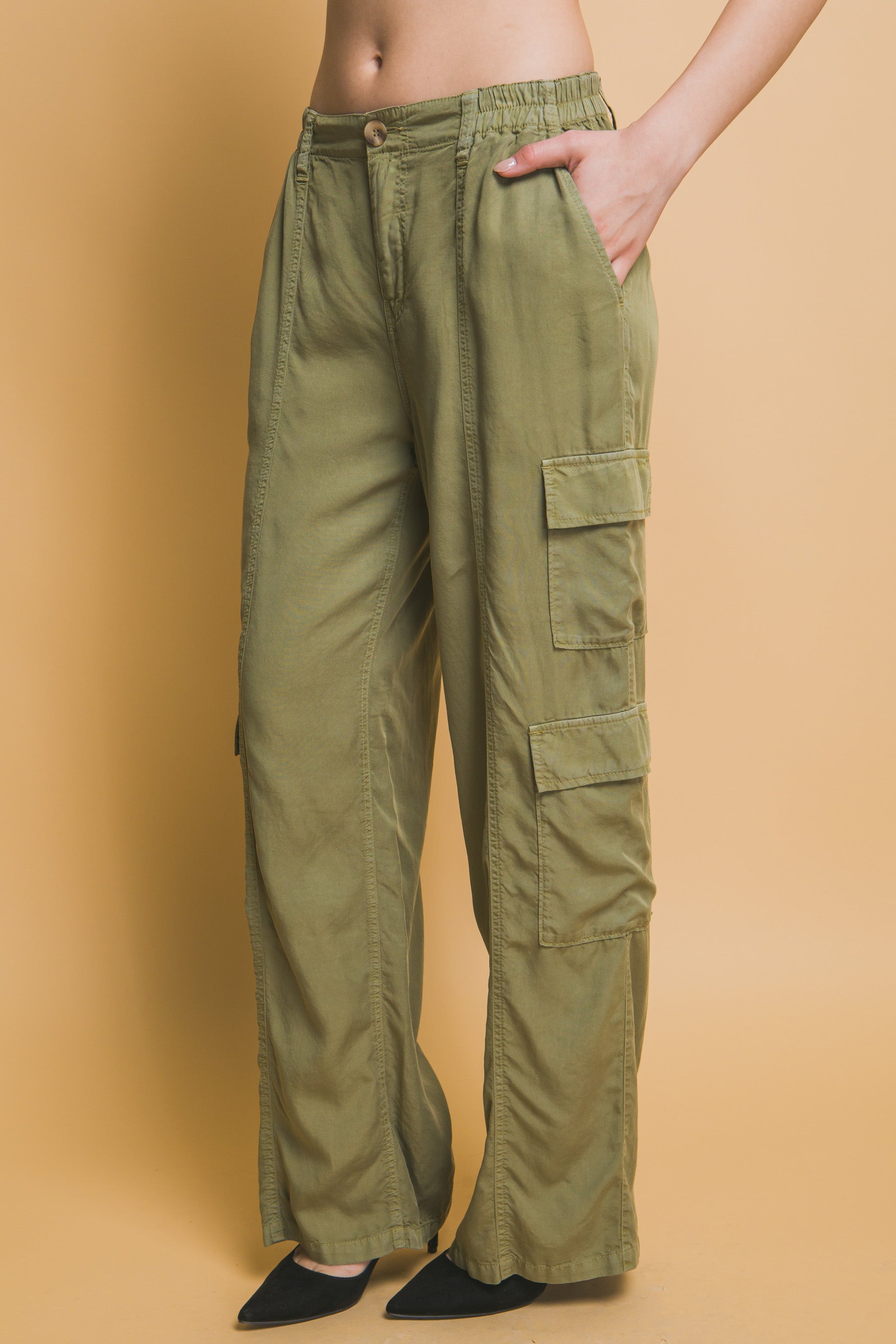 Green Tencel Pants | Green Cargo Pants | Nova Store