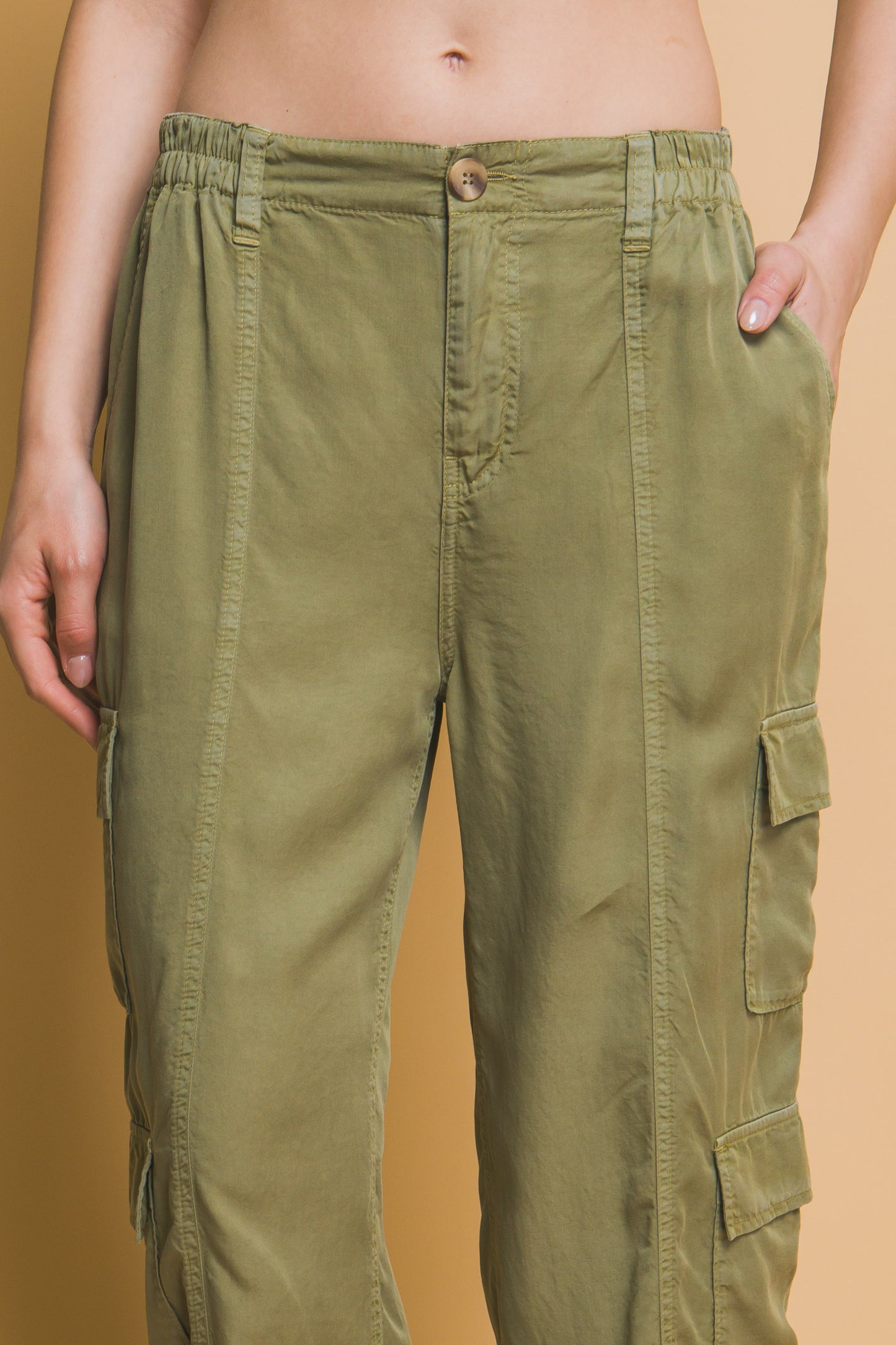 Green Tencel Pants | Green Cargo Pants | Nova Store