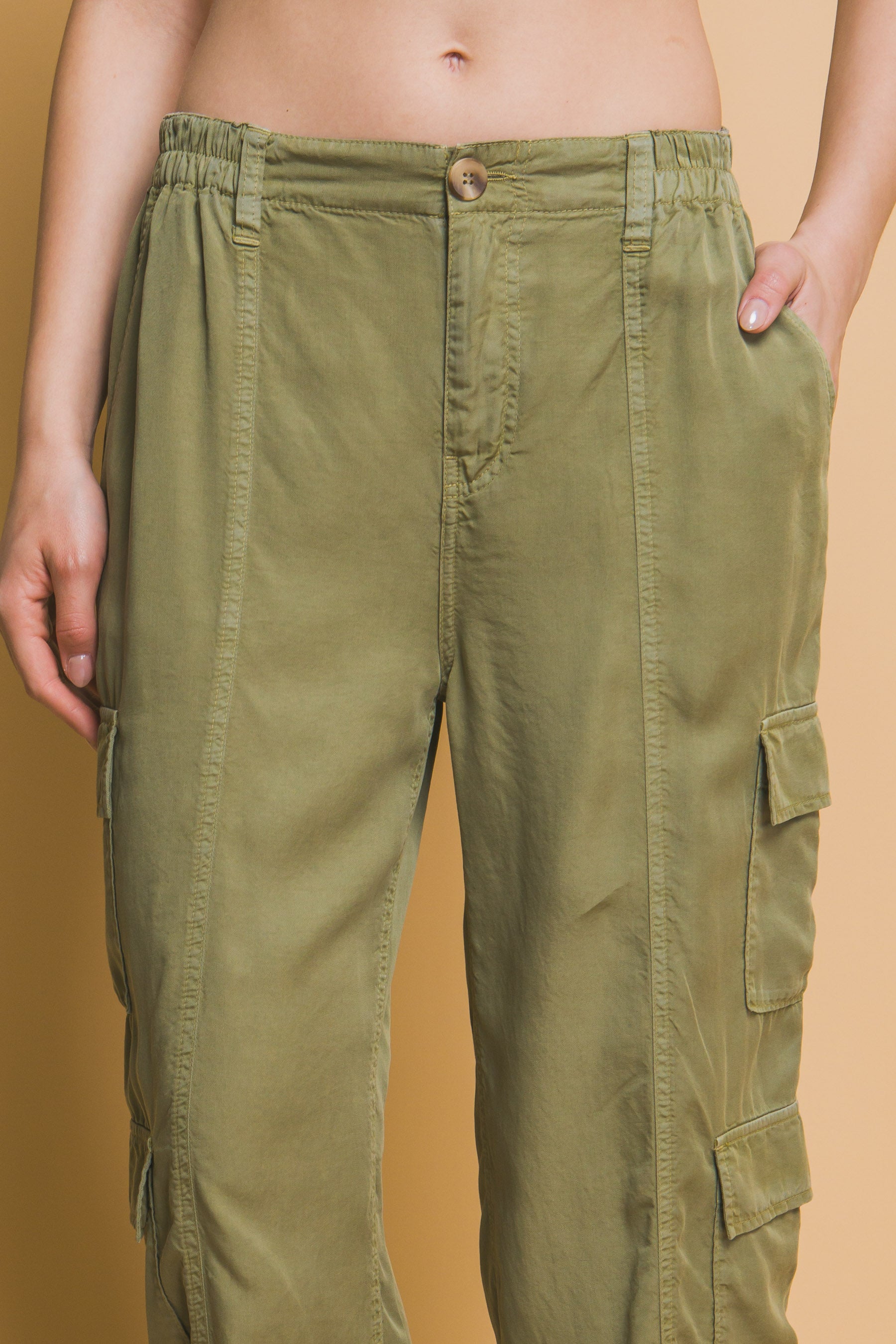 Green Tencel Pants | Green Cargo Pants | Nova Store