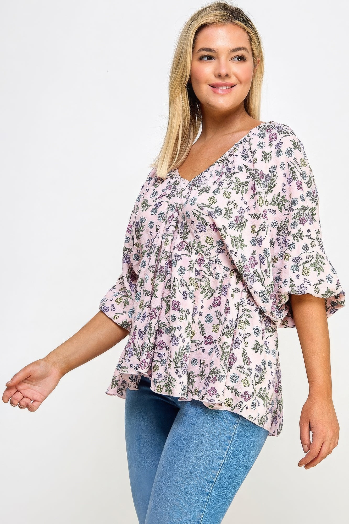 Floral V-Neck Top | Floral Babydoll Top | Nova Store