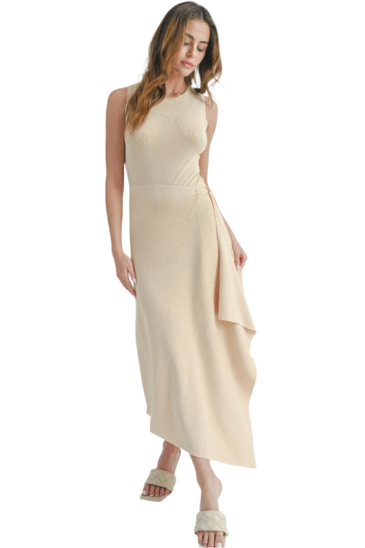 Beige Slit Maxi Dress | Beige Slit Dress | Nova Store